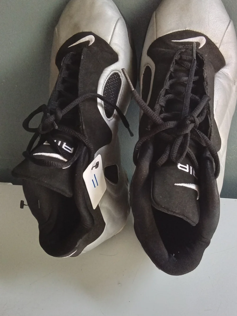 Nike Air Flightposite 1 Metallic Silver Black Basketball Shoe 624015-005 Mens 11